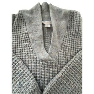 Y2k Vintage Waffle Knit Confetti Sweater Grey Shawl Neck USA Made M